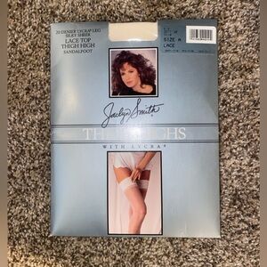 Vintage Jaclyn Smith Lycra Lace Top Thigh Highs Size A Sandalfoot Silky Sheer